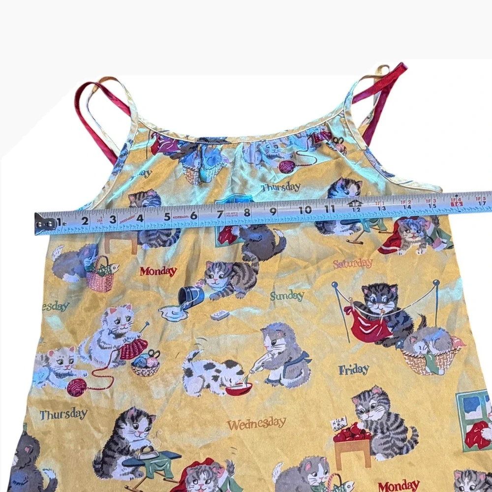 Y2K Nick & Nora Cat Kitten Days of the Week Satin‎ Nightgown Girls Large 10/12